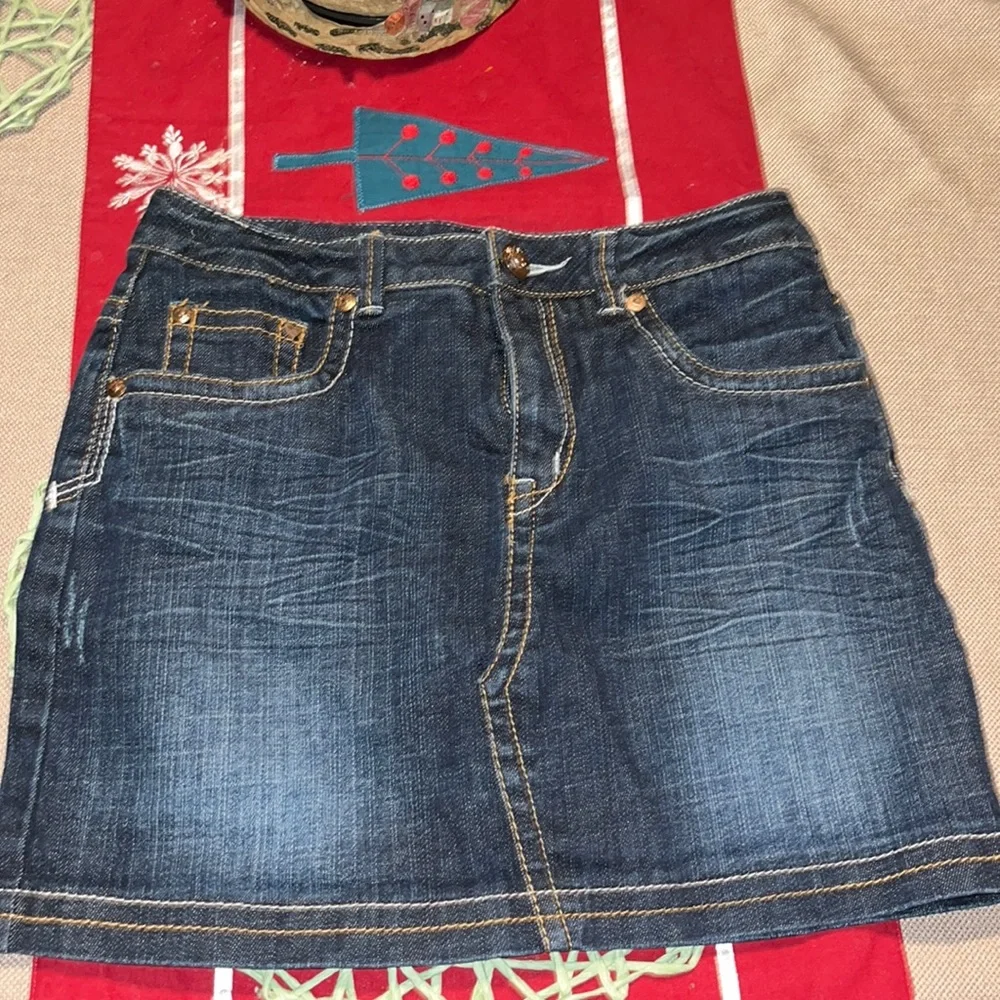 Justice Girls Kids Classic Jean Dark Wash Denim Skirt Dark Wash Sz 14 R EUC